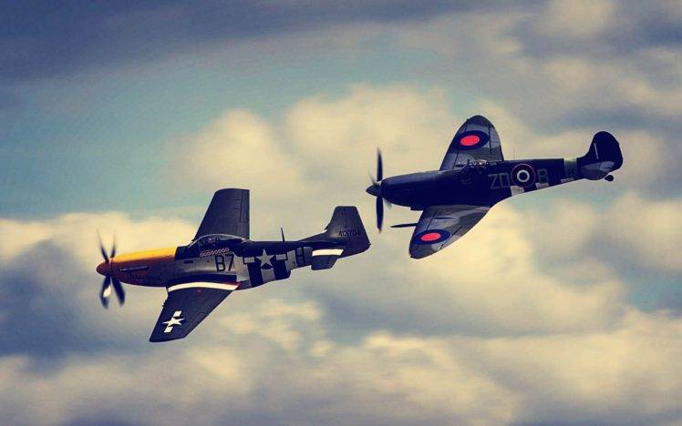aircraft, Clouds, Sky, World War II, North American P 51 Mustang HD Wallpaper Desktop Background