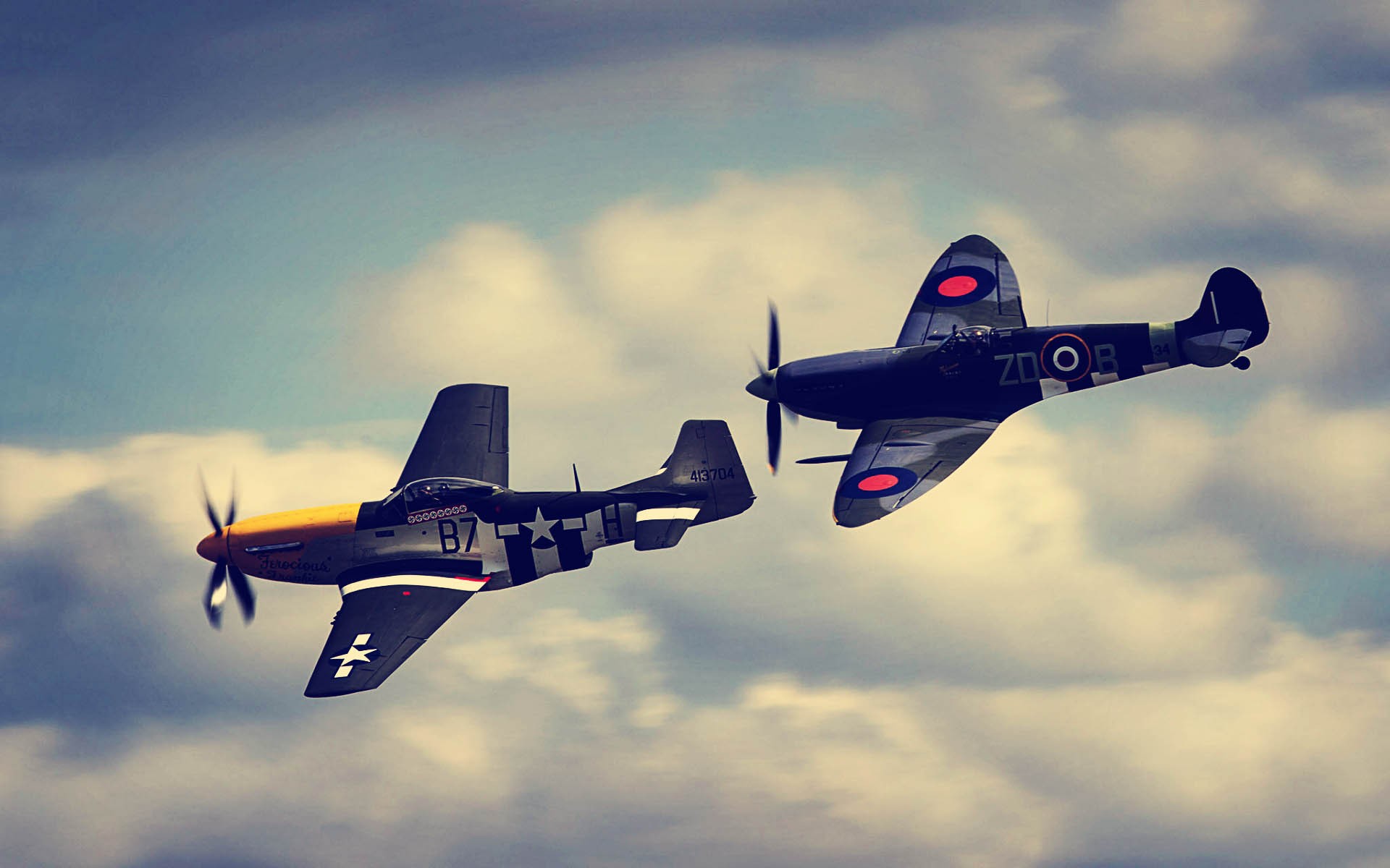 aircraft, Clouds, Sky, World War II, North American P 51 Mustang Wallpaper