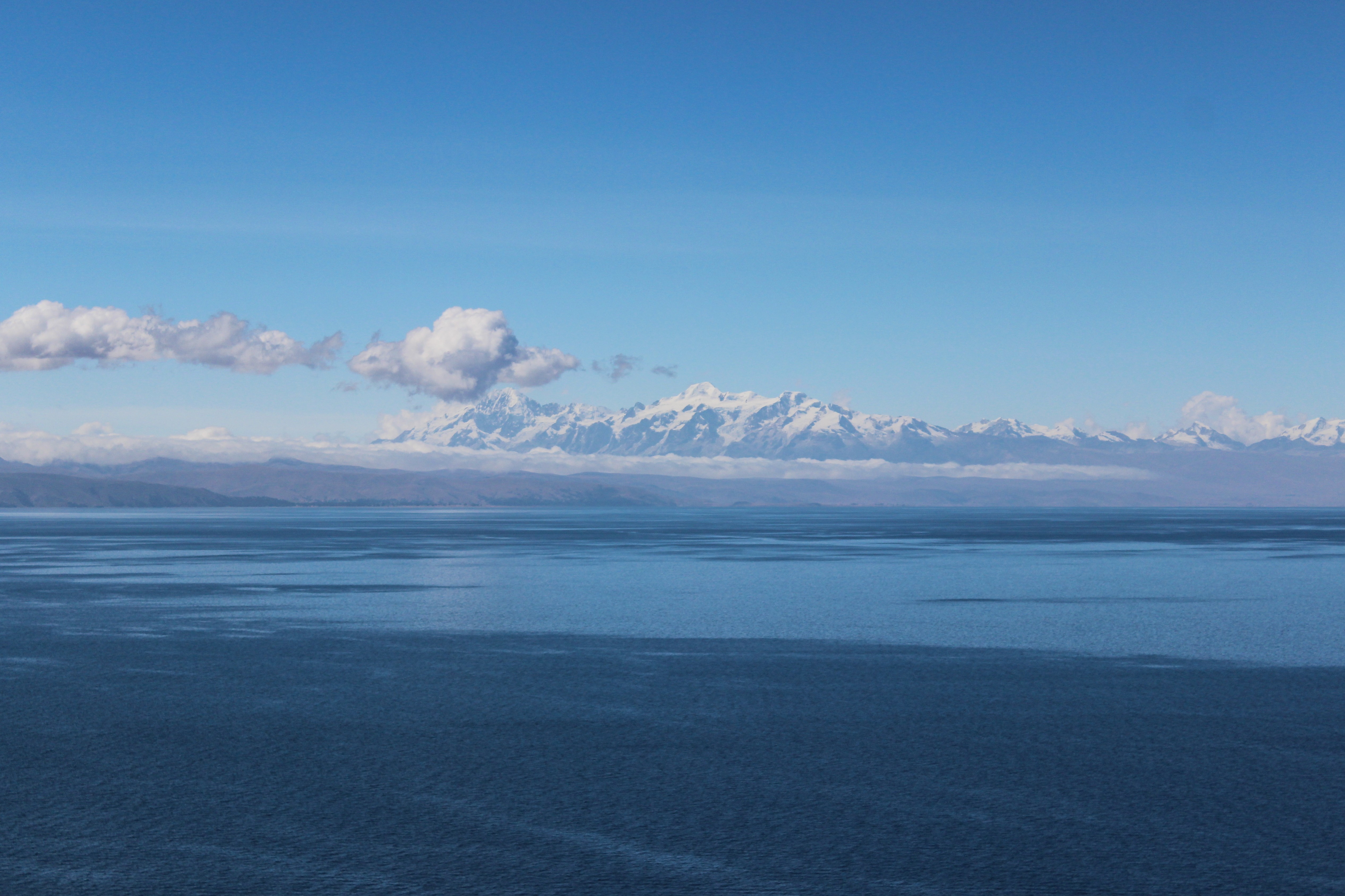 sea, Mountains, Blue, Lake, Lake Titicaca, Titicaca, Clouds, Clear sky Wallpaper