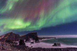 landscape, Coast, Aurora  borealis