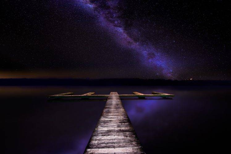 sea, Space, Milky Way, Night HD Wallpaper Desktop Background