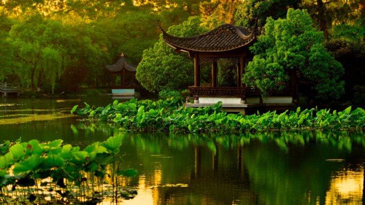 landscape, Japanese Garden, Lake HD Wallpaper Desktop Background