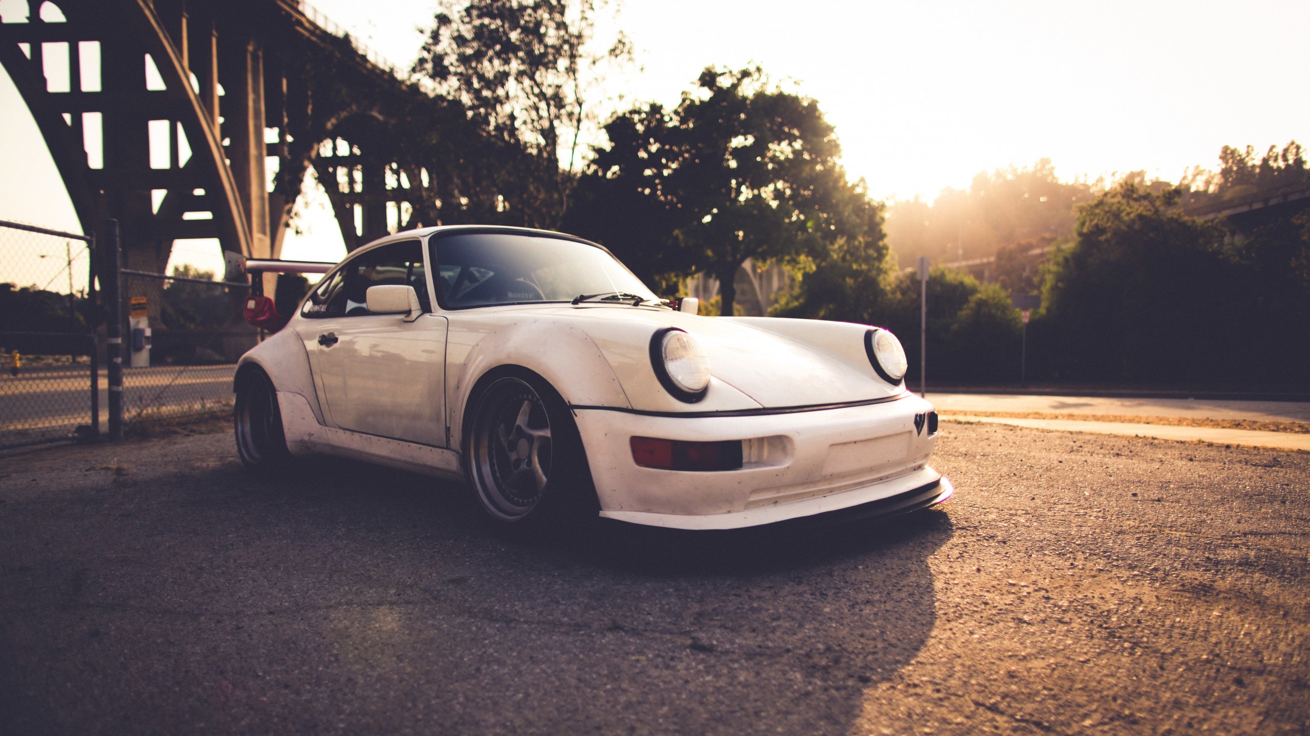 car, Porsche, White cars, Sunrise Wallpaper