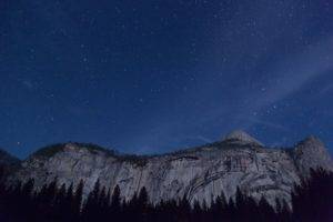 stars, Mountains, Forest, Night sky