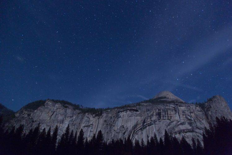stars, Mountains, Forest, Night sky HD Wallpaper Desktop Background