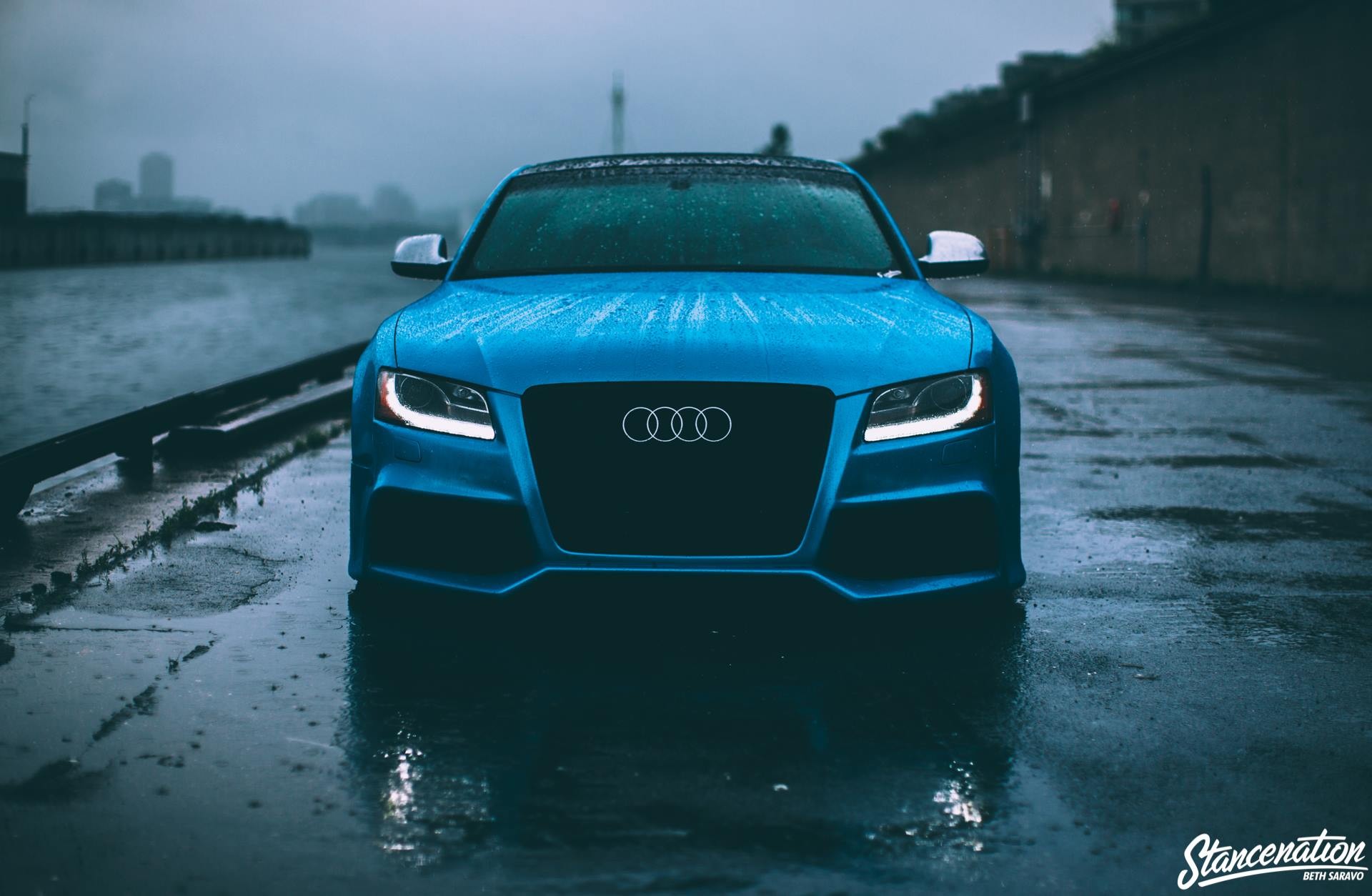Audi S5, Audi, Car, Blue cars, Vehicle, Rain Wallpaper