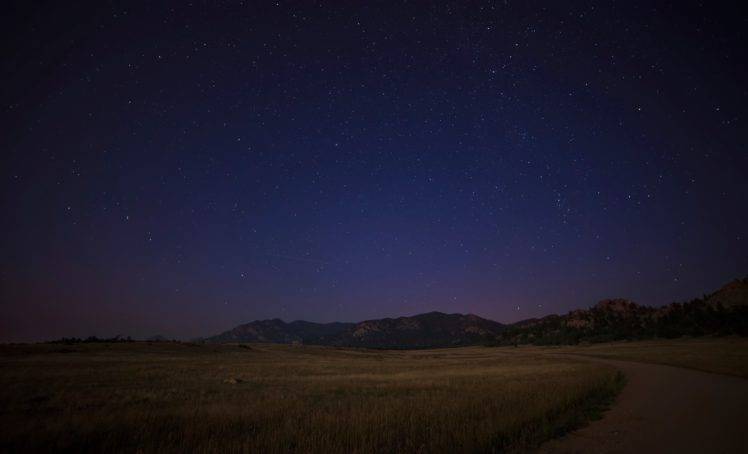 stars, Night sky, Mountains, Landscape, Night HD Wallpaper Desktop Background