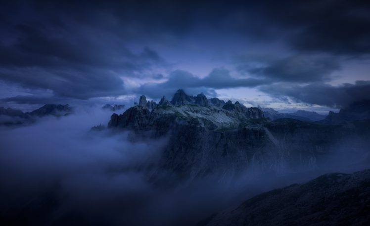 nature, Photography, Landscape, Mountains, Sunrise, Mist, Clouds, Cliff, Blue, Alps HD Wallpaper Desktop Background