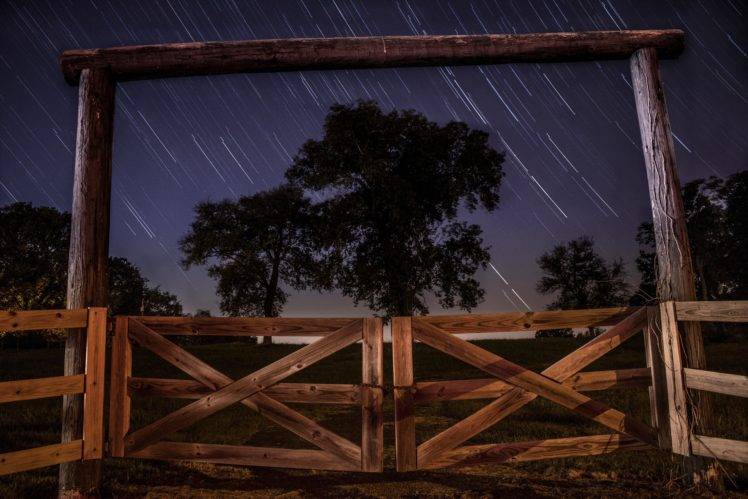 night, Night sky, Trees, Farm, Stars HD Wallpaper Desktop Background