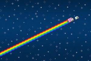 Nyan Cat, Simple, Simple background, Minimalism, Sky