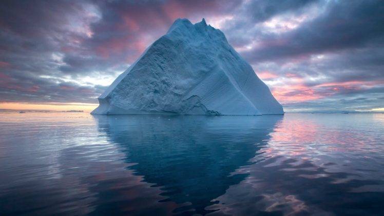 nature, Landscape, Winter, Iceberg, Sea, Clouds, Arctic, Sunset, Reflection, Snow HD Wallpaper Desktop Background
