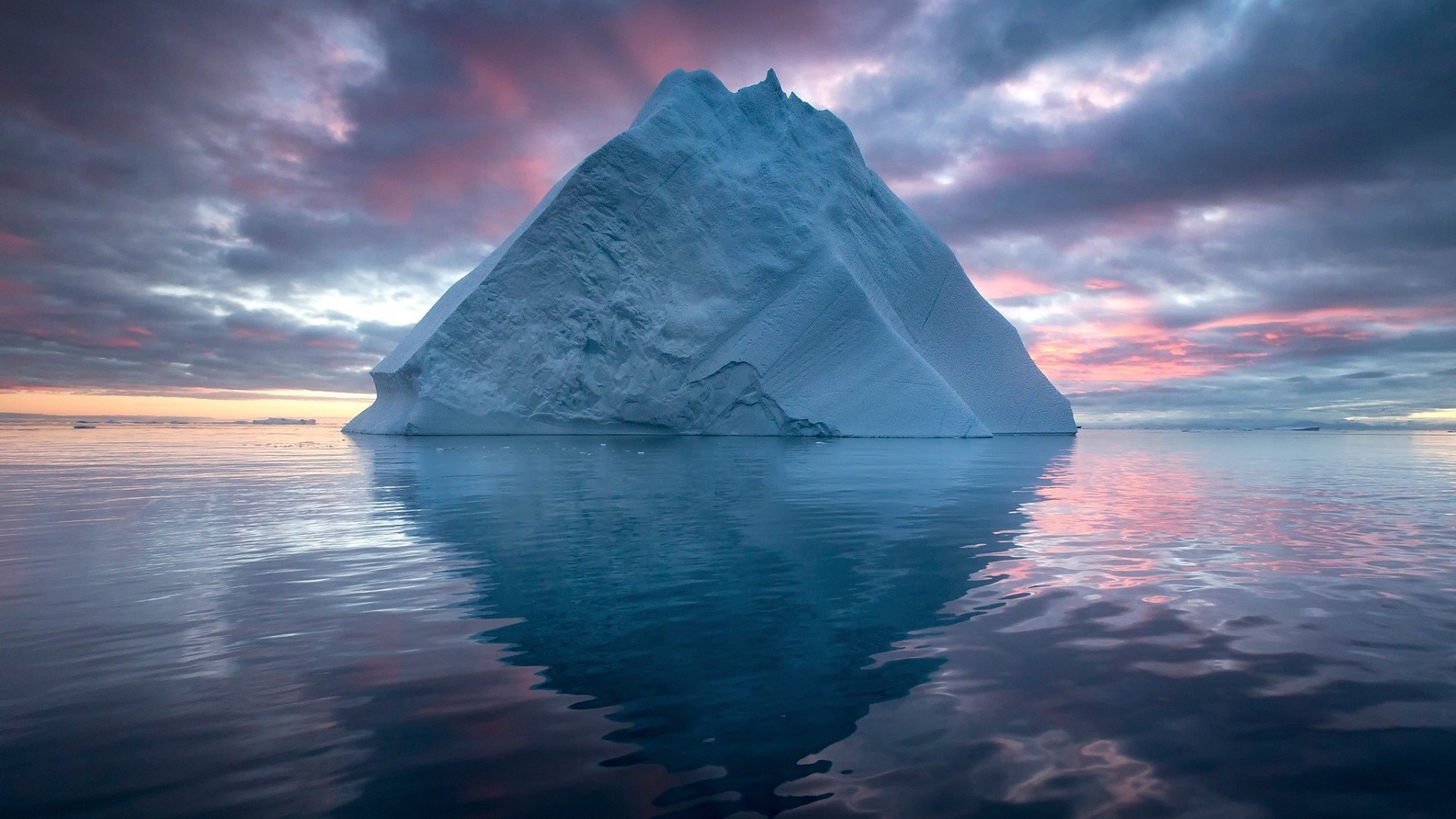 nature, Landscape, Winter, Iceberg, Sea, Clouds, Arctic, Sunset, Reflection, Snow Wallpaper