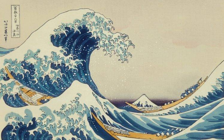 The Great Wave off Kanagawa, Painting, Waves, Japanese, Classic art HD Wallpaper Desktop Background