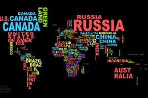map, Countries, Black, World, Word clouds