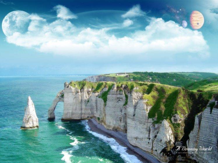 France, Sea, Cliff, Space HD Wallpaper Desktop Background