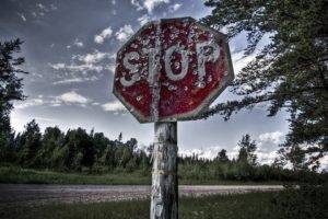 stop sign, Forest, Road