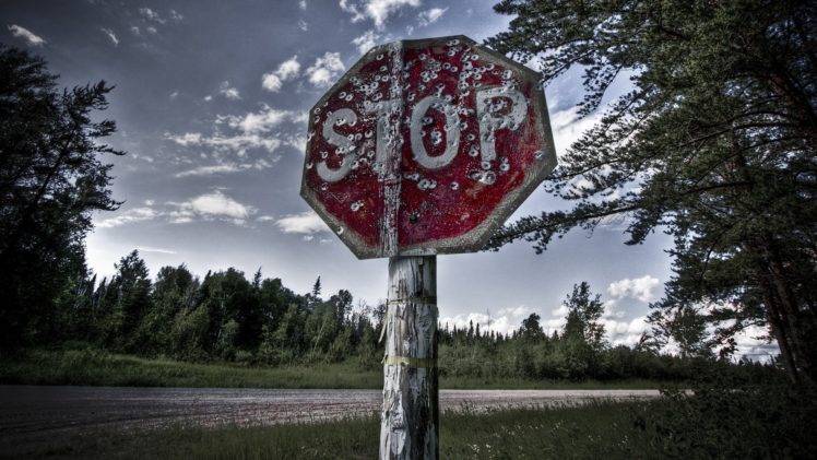 stop sign, Forest, Road HD Wallpaper Desktop Background