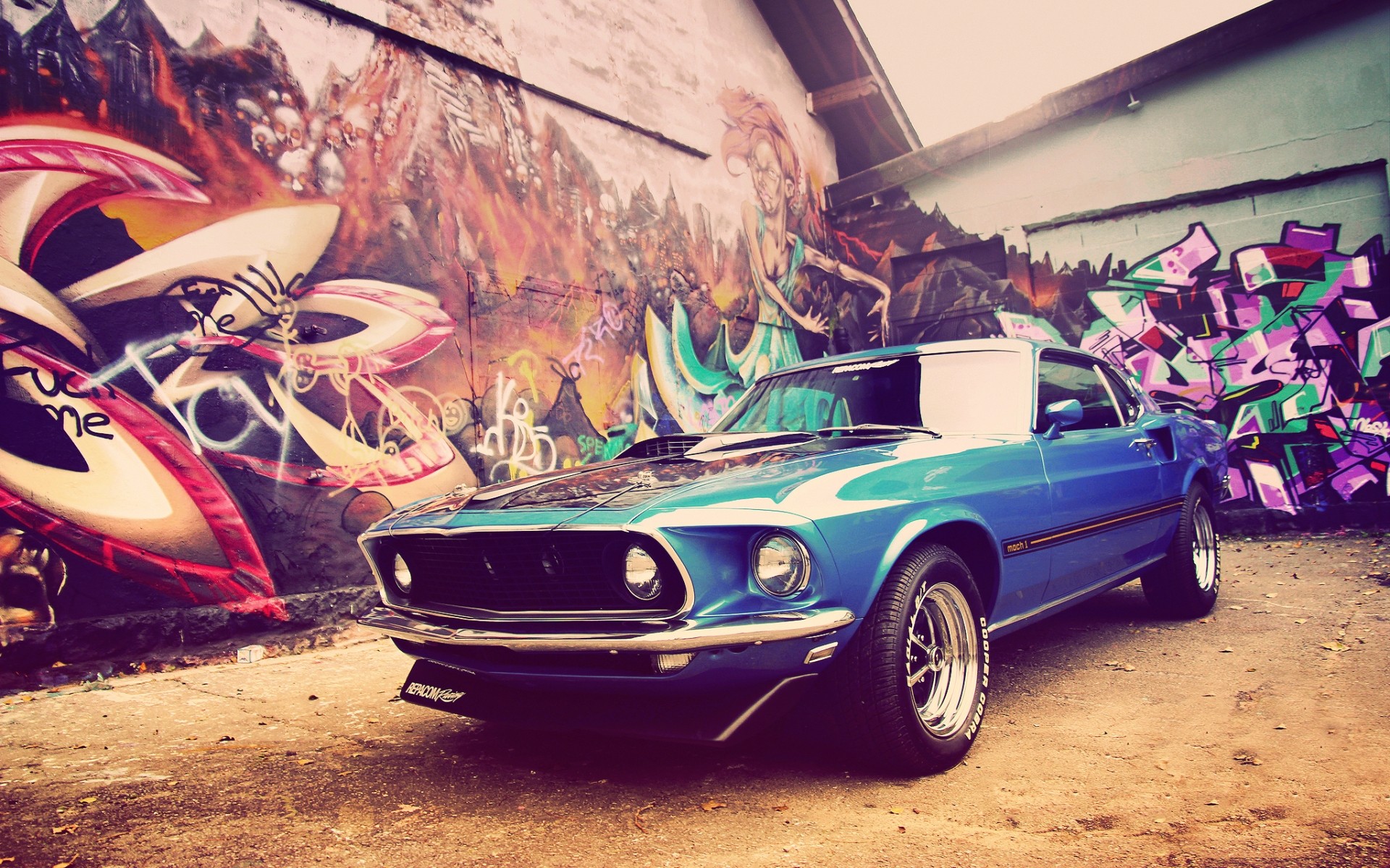 graffiti, Ford Mustang Wallpaper