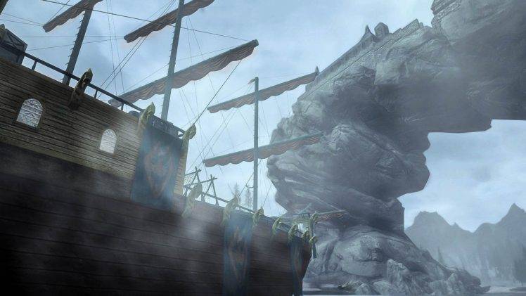 The Elder Scrolls V: Skyrim, Sailing ship HD Wallpaper Desktop Background