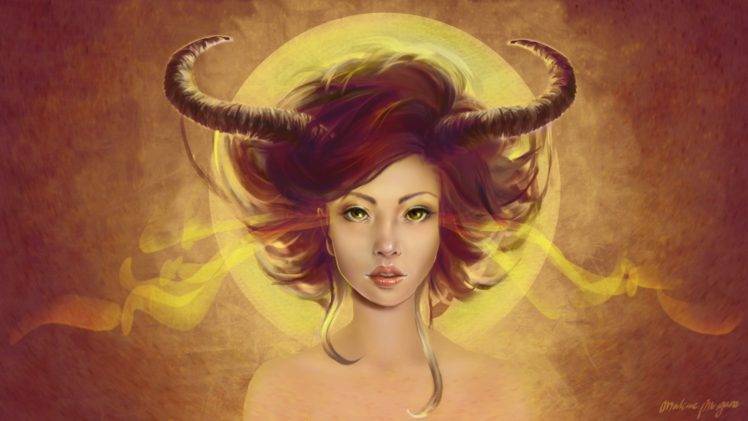 horns, Fantasy art, Fantasy girl HD Wallpaper Desktop Background