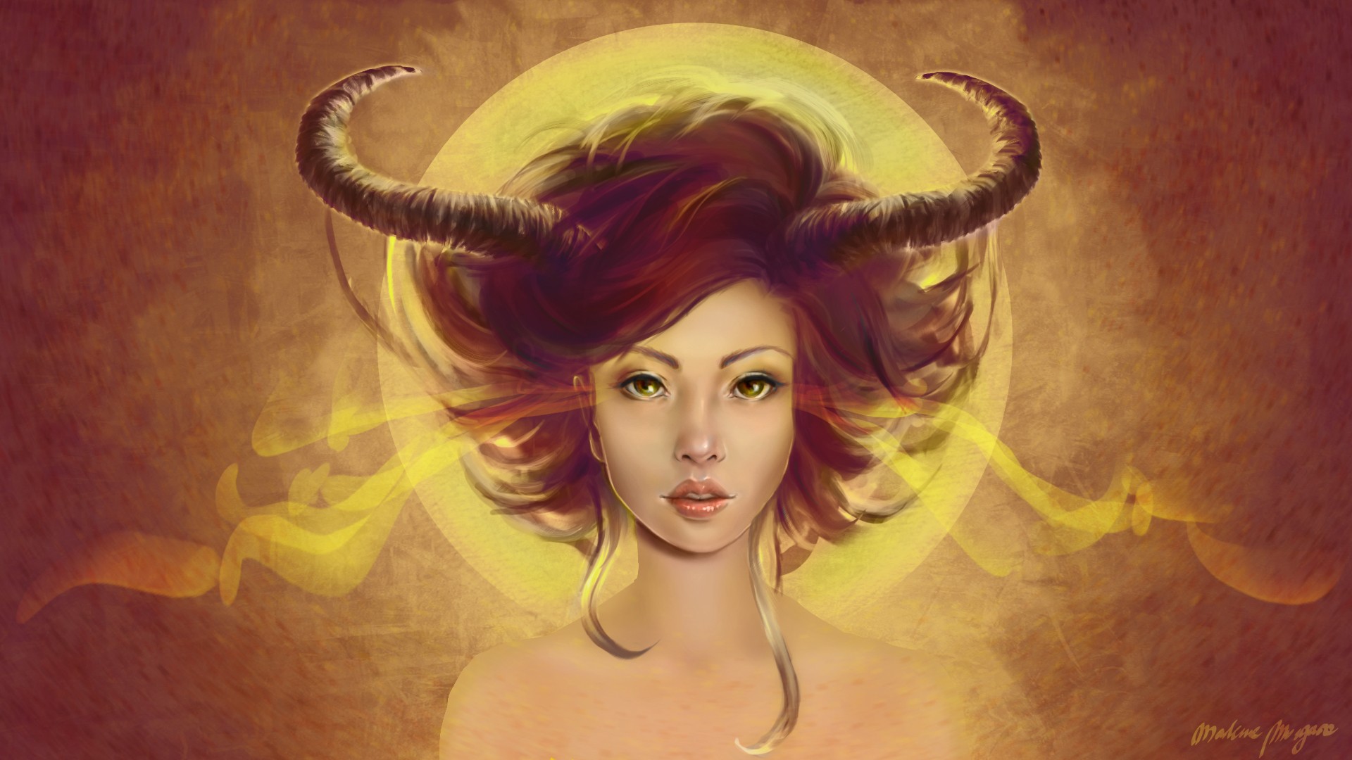 horns, Fantasy art, Fantasy girl Wallpaper