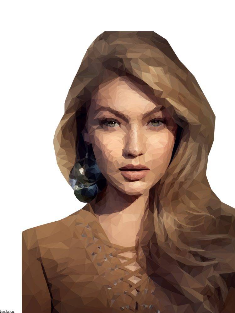 Gigi Hadid, Low poly HD Wallpaper Desktop Background