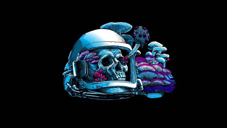 astronaut, Artwork, Skull, Mushroom HD Wallpaper Desktop Background
