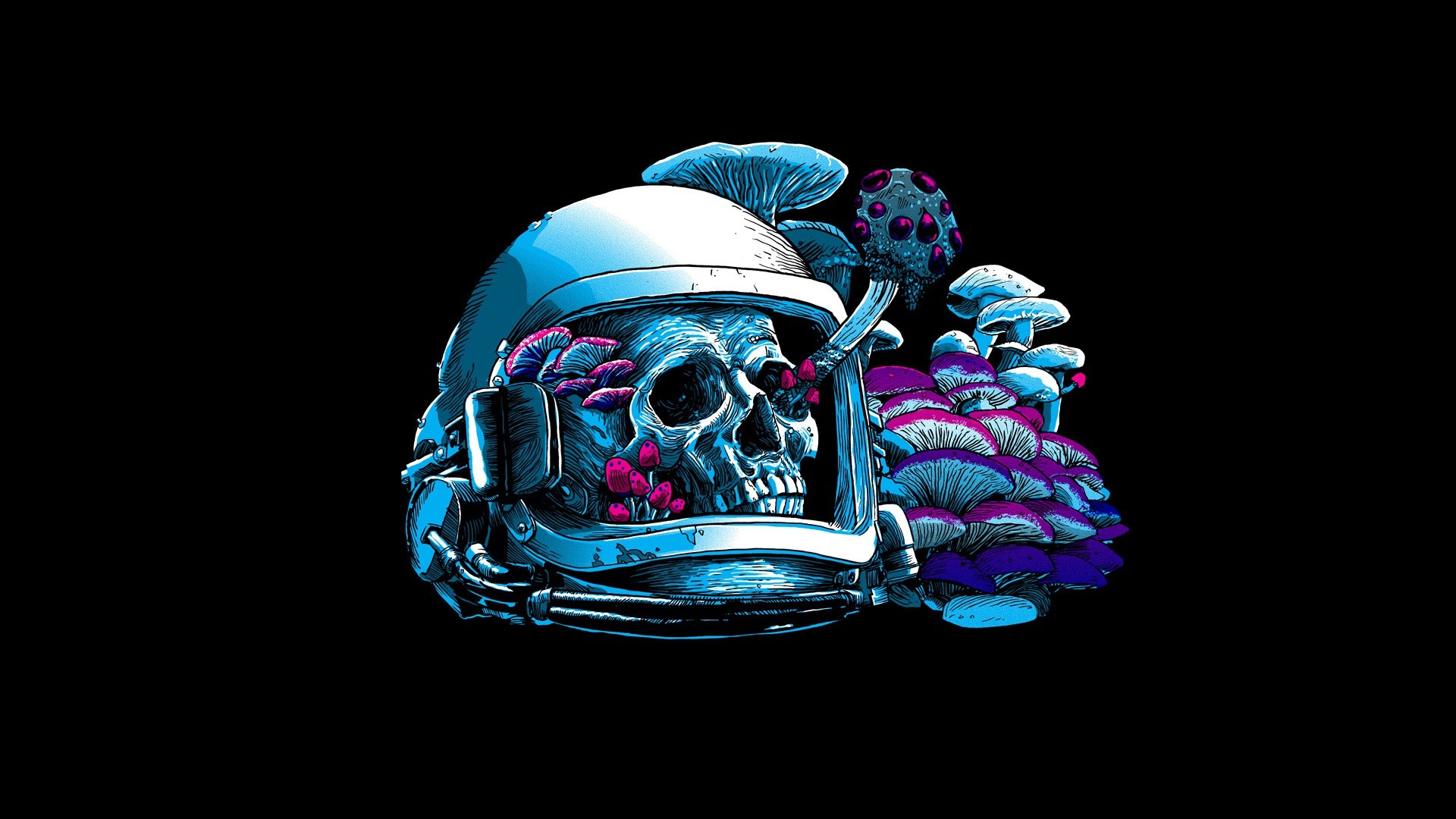astronaut, Artwork, Skull, Mushroom Wallpapers HD / Desktop and Mobile