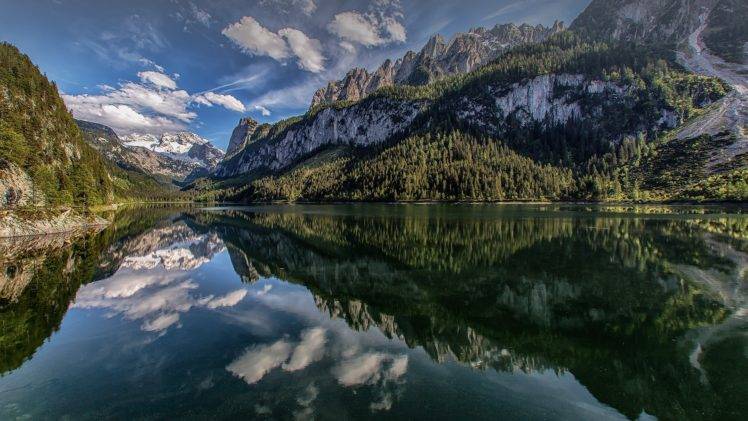 lake, Pine trees, Water HD Wallpaper Desktop Background