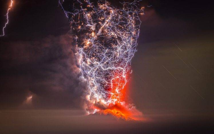 nature, Volcano, Lightning, Clouds HD Wallpaper Desktop Background