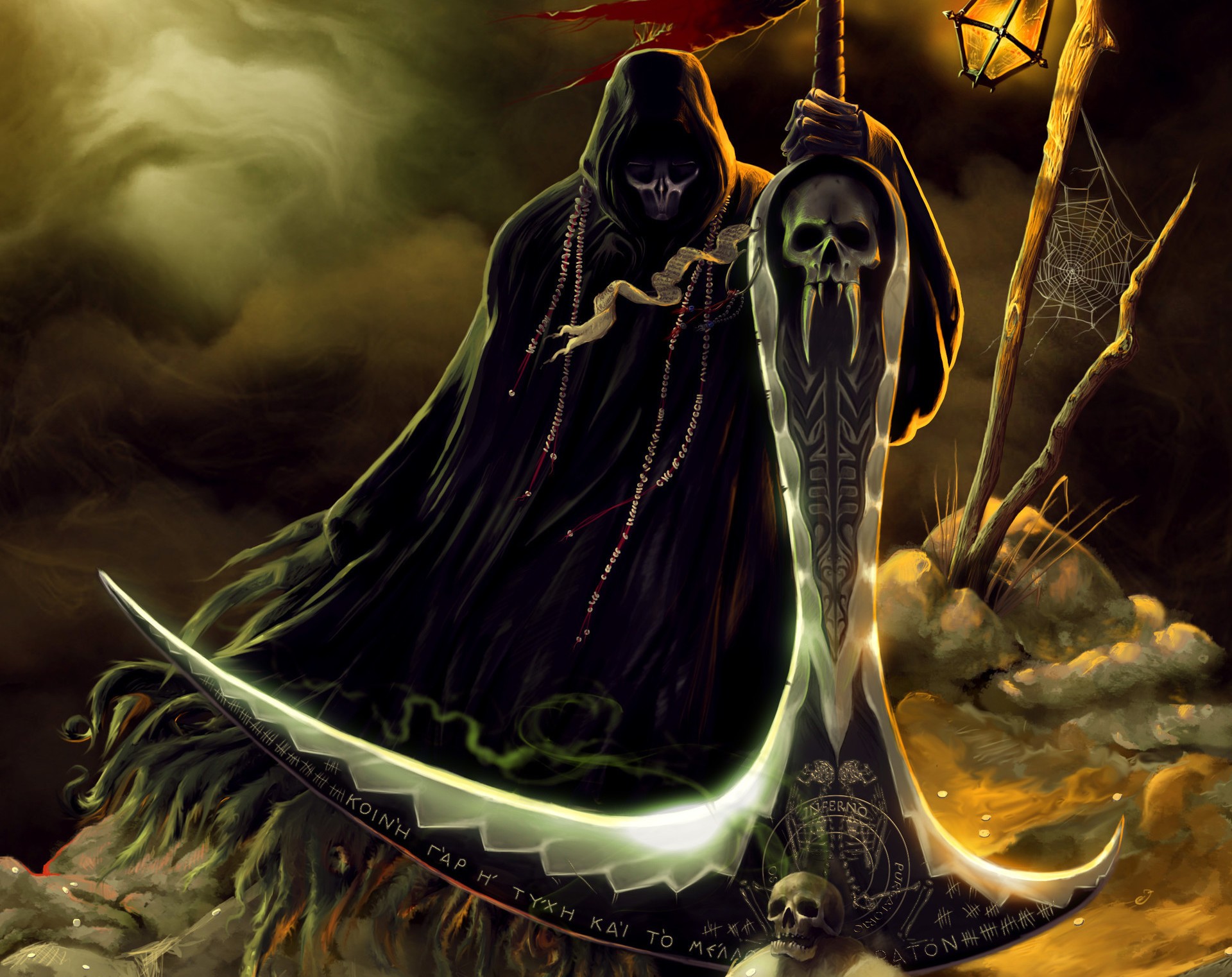 Grim Reaper, Skull, Fantasy art Wallpaper