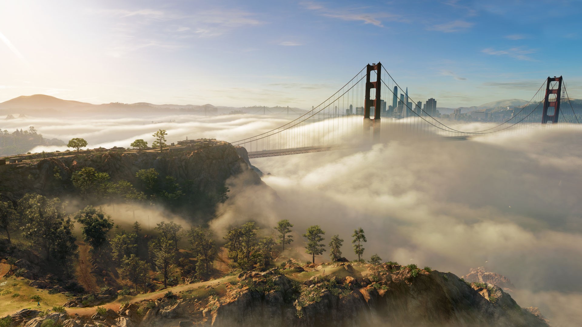 Watch Dogs 2, In game, Golden Gate Bridge, San Francisco, Clouds Wallpaper