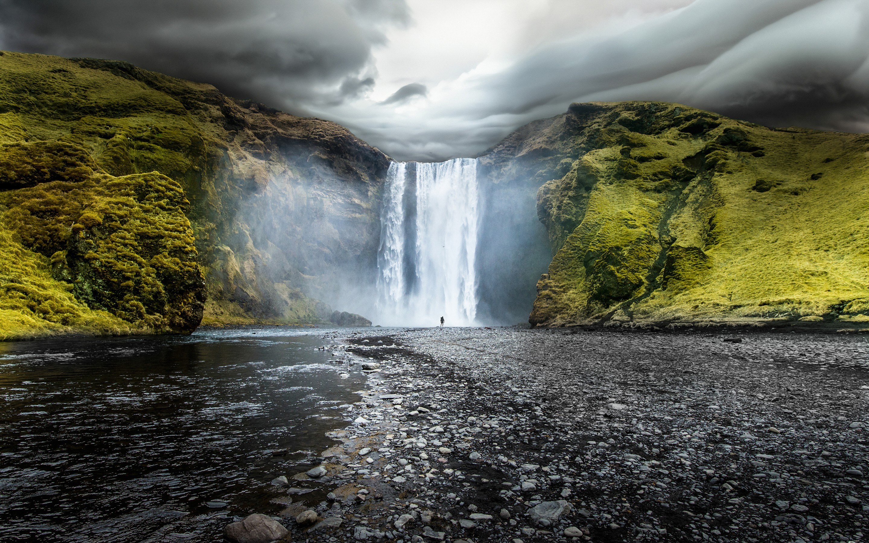 landscape, Nature, Iceland, Waterfall, Skogafoss Waterfalls Wallpaper