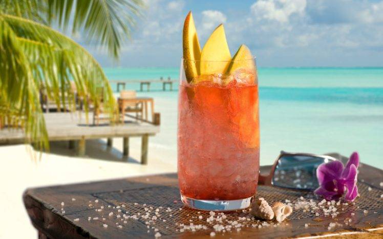 cocktails, Drinking glass, Tropical, Beach HD Wallpaper Desktop Background