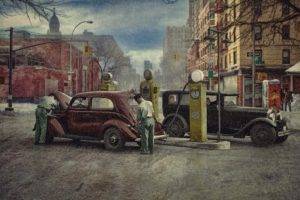1930 (Year), Artwork, New York City, Car, Vehicle, Cityscape, Classic car