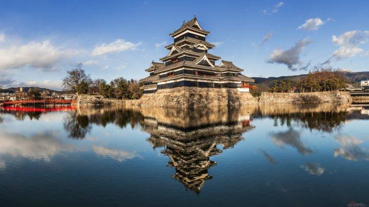 Matsumoto Castle, Architecture, Japan, Reflection HD Wallpaper Desktop Background