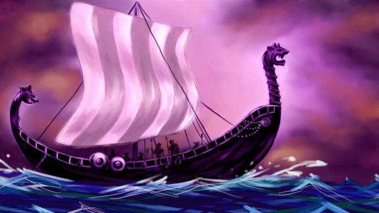 Vikings, Fantasy art, Artwork, Boat HD Wallpaper Desktop Background