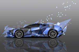 Lamborghini, Italian Supercars, Super Car, Car, Digital art, Geometry, Reflection, Lamborghini Asterion