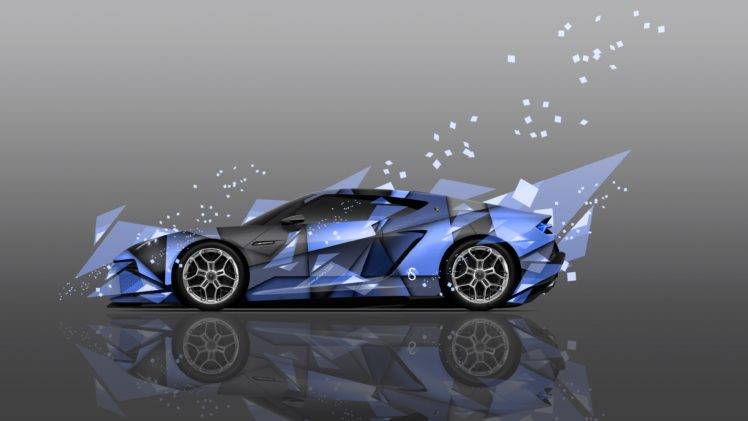 Lamborghini, Italian Supercars, Super Car, Car, Digital art, Geometry, Reflection, Lamborghini Asterion HD Wallpaper Desktop Background