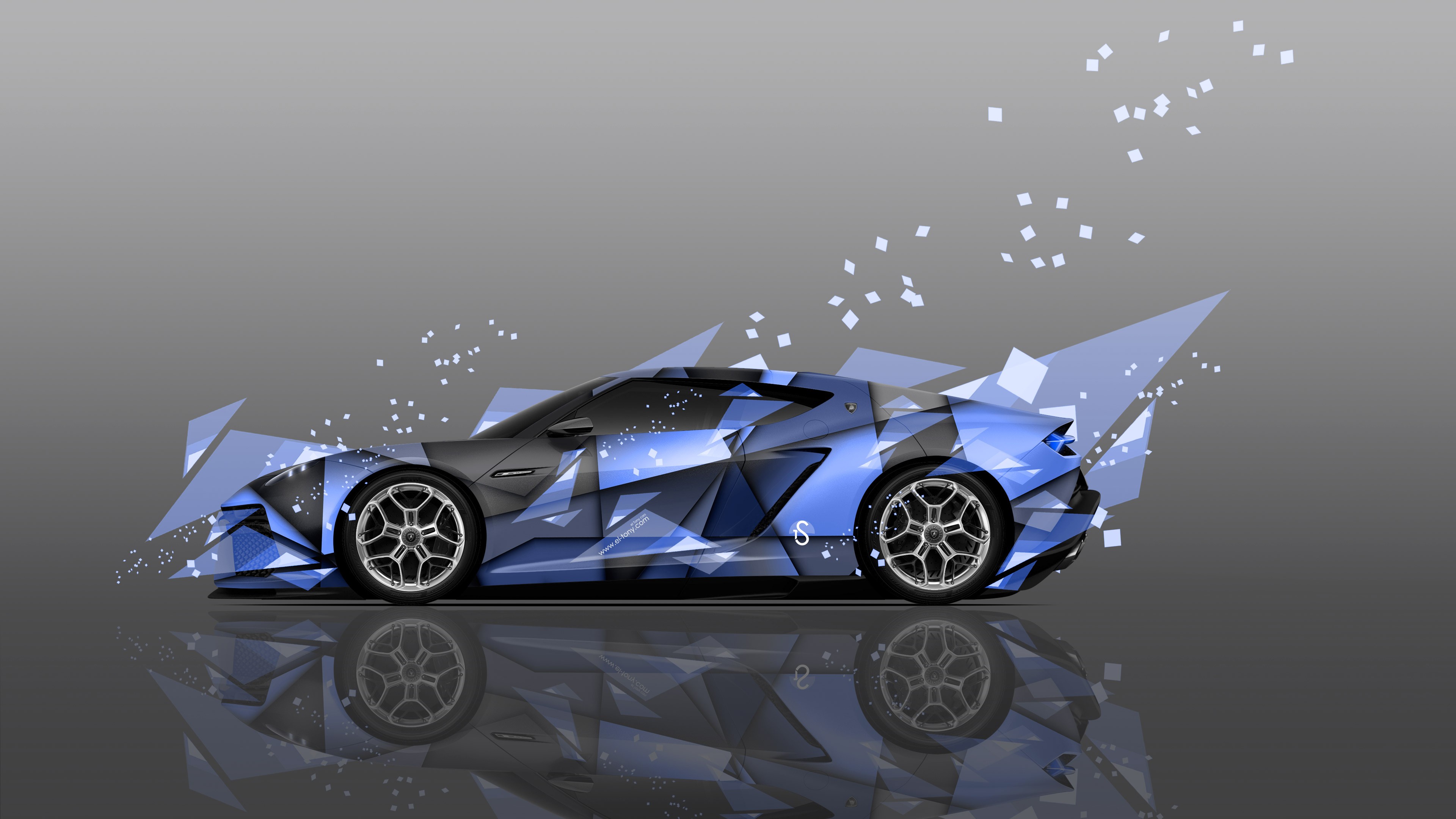 Lamborghini, Italian Supercars, Super Car, Car, Digital art, Geometry, Reflection, Lamborghini Asterion Wallpaper