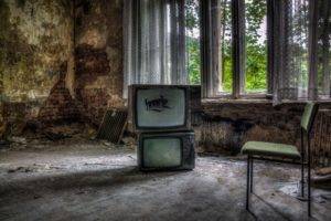 chair, Ruin, Abandoned, TV, HDR