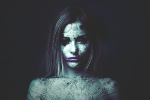 women, Model, Photoshop, Abstract, Tattoo, Portrait, Simple background, Fantasy girl