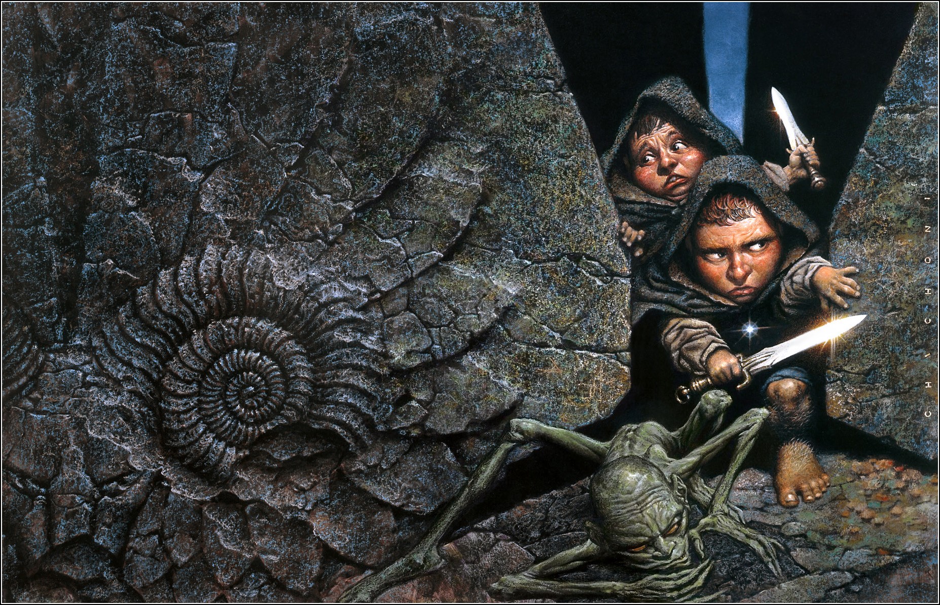 Oscar Chichoni, Gollum, Artwork, The Lord of the Rings, Fantasy art Wallpaper