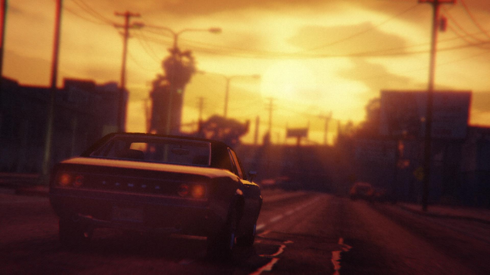 Grand Theft Auto V, Grand Theft Auto Online, Rockstar Games, Sunset, Street, Video games Wallpaper