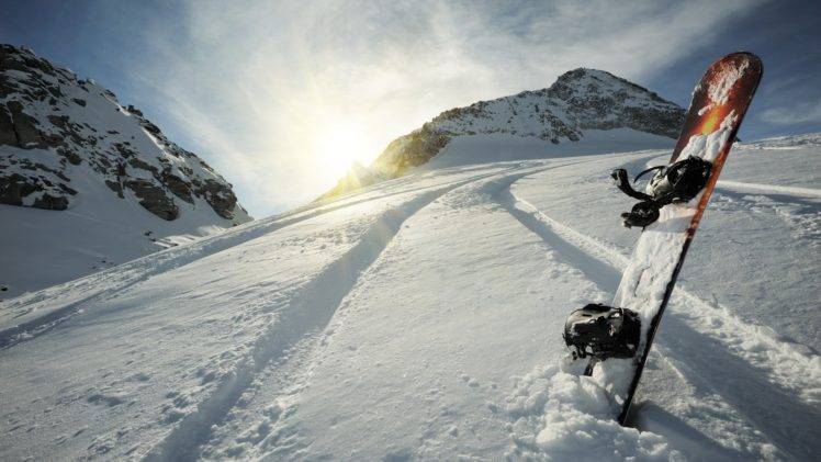 winter, Snowboard, Sun, Snow, Mountains HD Wallpaper Desktop Background