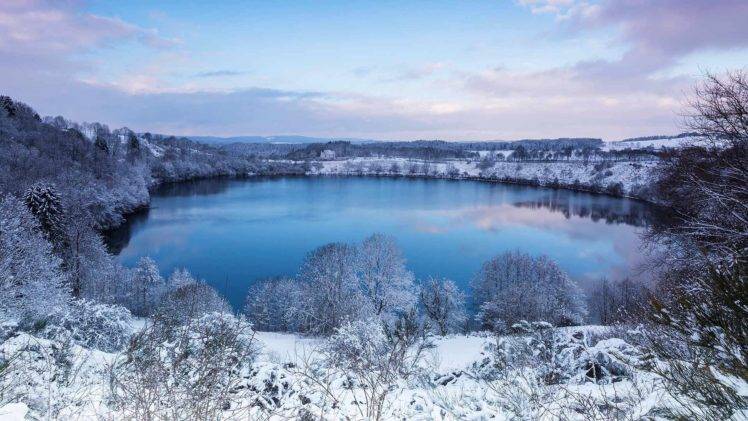 Germany, Winter, Rheinland Pfalz, Lake HD Wallpaper Desktop Background