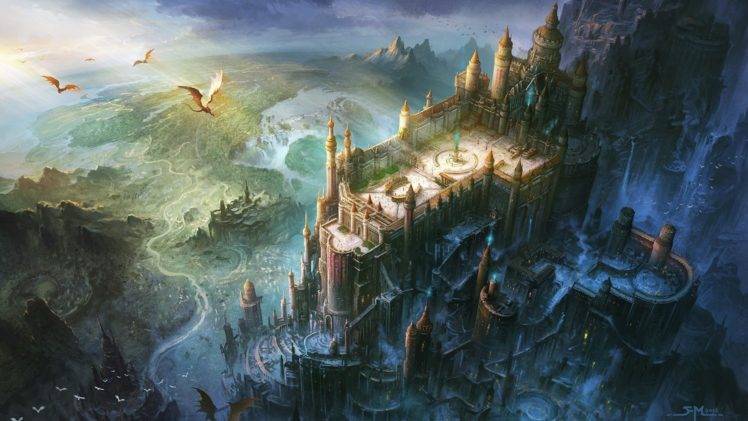 castle, Dragon HD Wallpaper Desktop Background