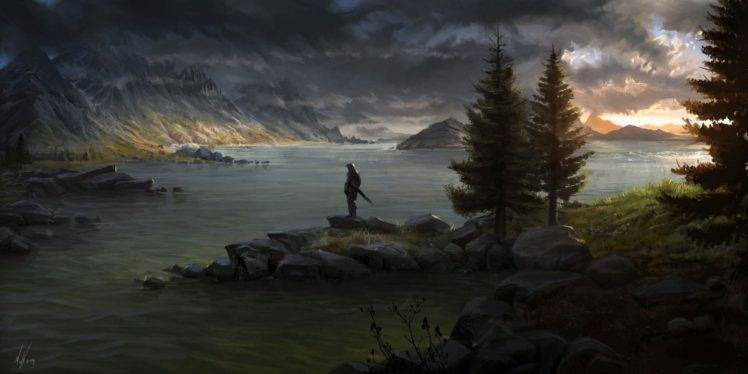 landscape, Artwork, The Elder Scrolls V: Skyrim, Fantasy art HD Wallpaper Desktop Background