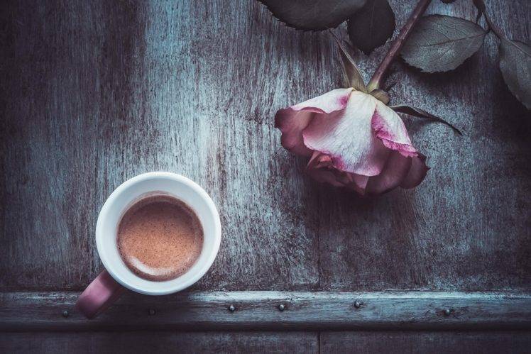 flowers, Rose, Cup, Coffee HD Wallpaper Desktop Background
