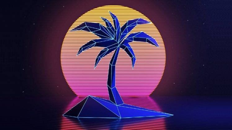 VHS, Palm trees, 1980s, New Retro Wave, Retro style, Vintage, Sunset, Vaporwave, Neon HD Wallpaper Desktop Background